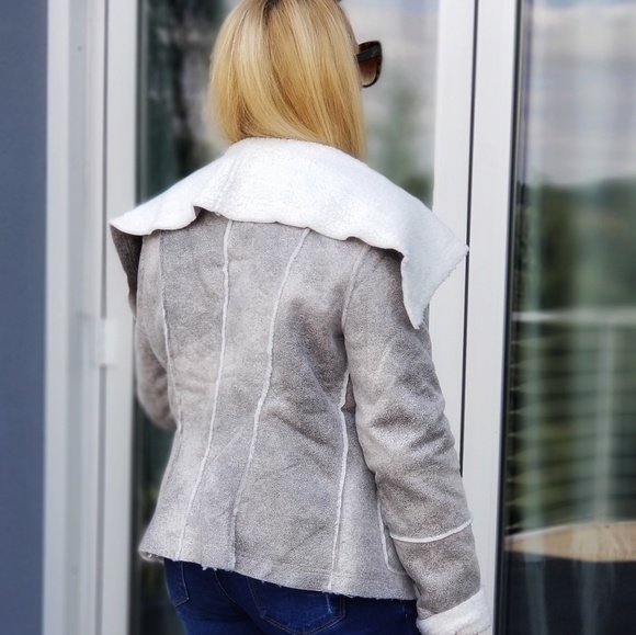 JACQUELINE Faux Suede/ Shearling Coat - Picture 3 of 5